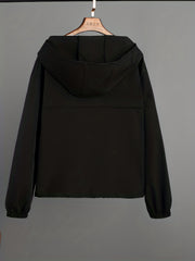 Casual Solid Zip Hooded Jacket with Flap Pockets