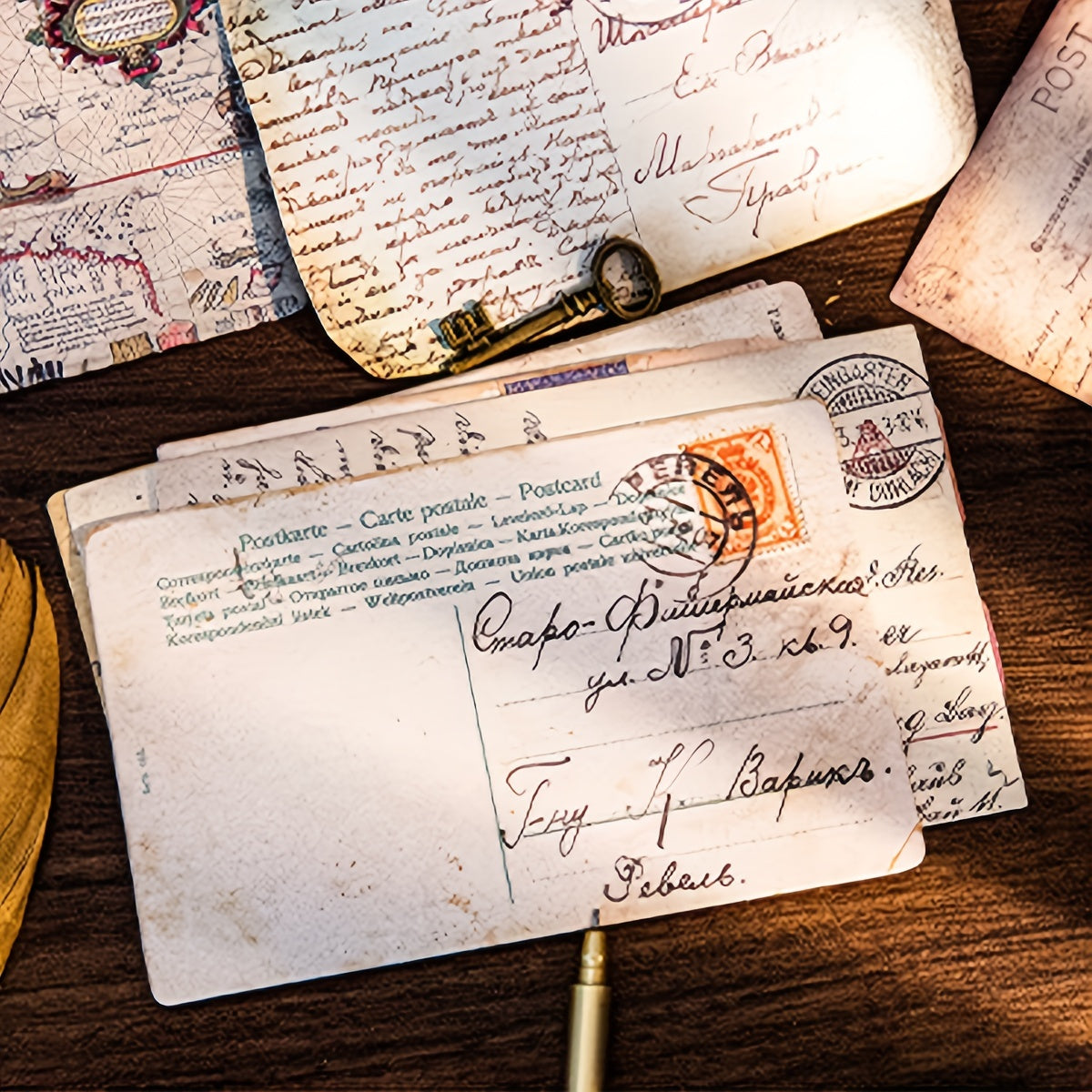 30 Retro Postcards with Hemp Rope