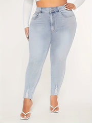 Ripped High Rise Skinny Jeans With Pockets