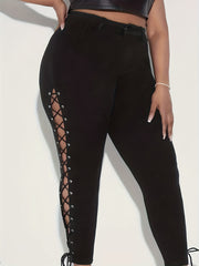Sexy Lace Up High Rise Skinny Jeans
