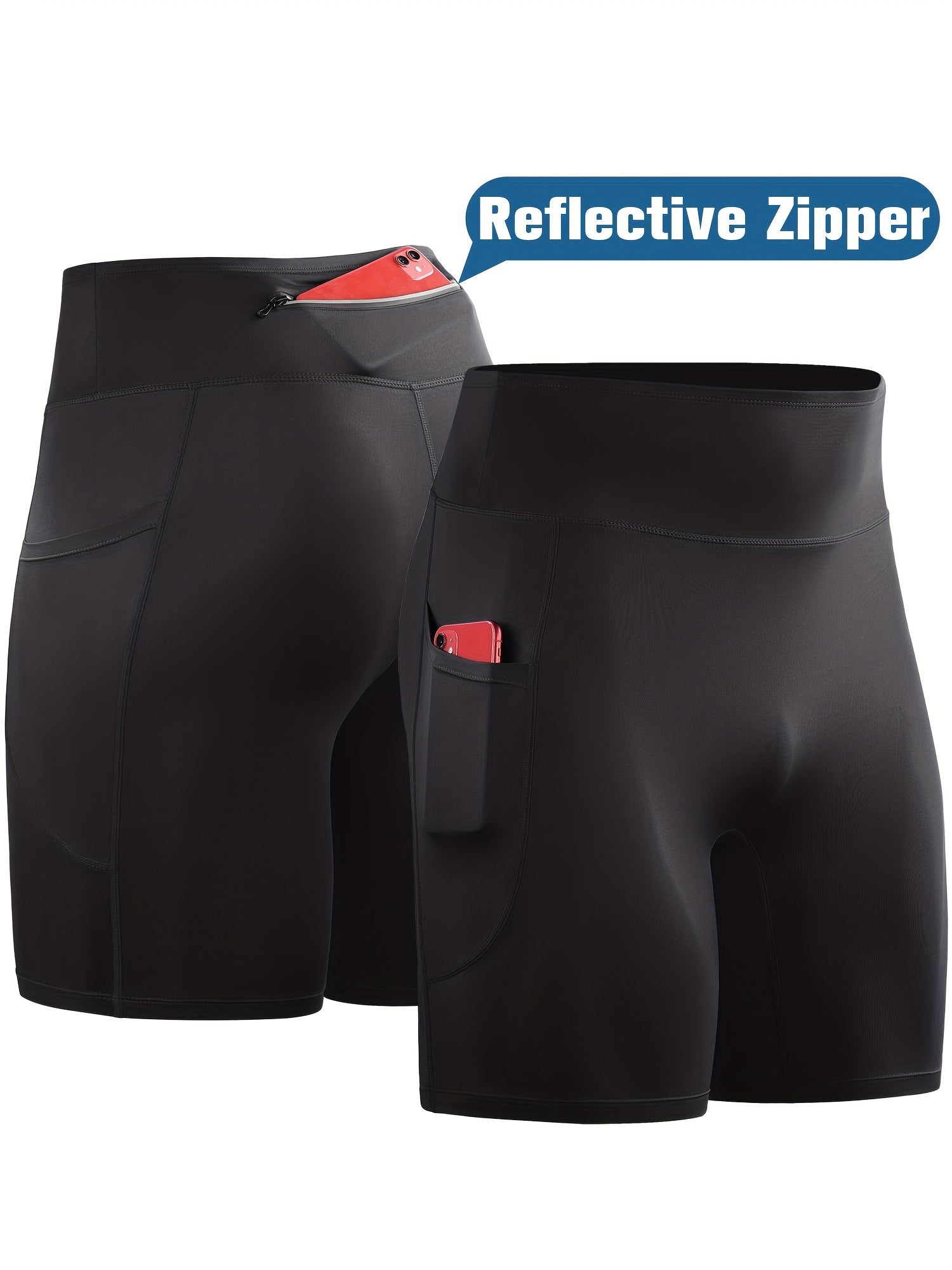 Men's Compression Shorts with Zipper Pocket Quick Dry Base Layer Sportswear
