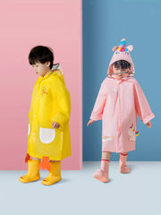 Cartoon Graphic Waterproof Hooded Raincoat Poncho For Kids