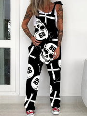 Plus Size Goth Jumpsuit Women's Skull Loose Fit Tank
