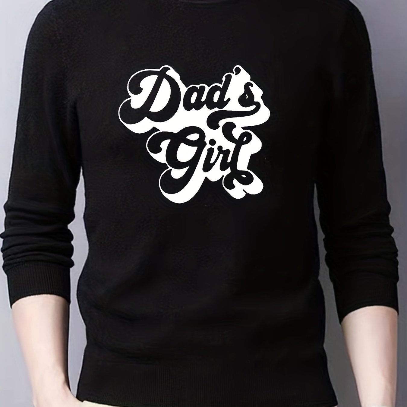 Dad's Girl Knitted Sweater Men's Crew Neck Pullover for Fall Winter