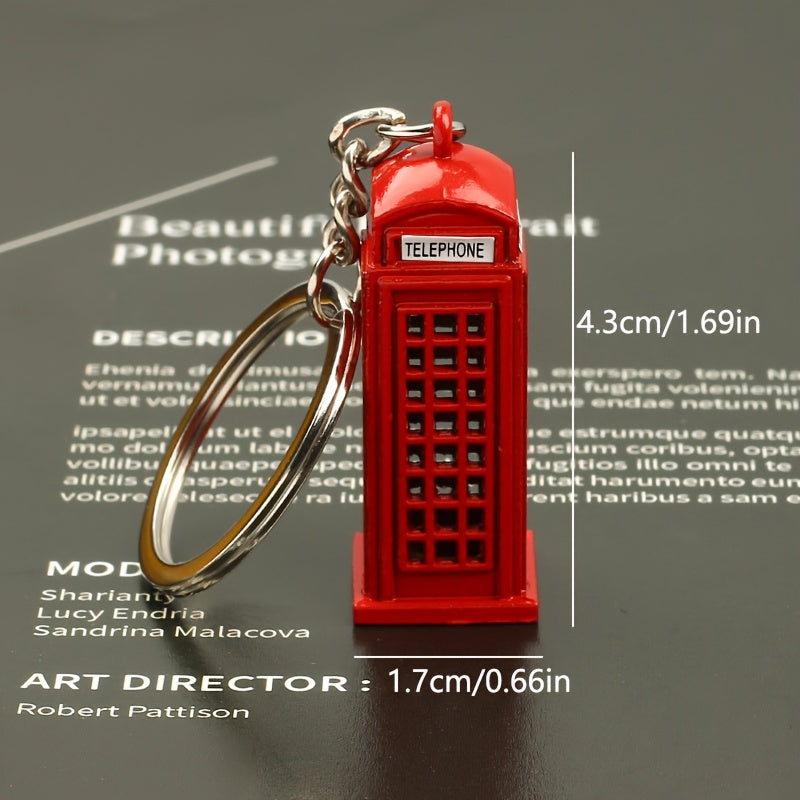 London Double Decker Bus Telephone Booth Keychains