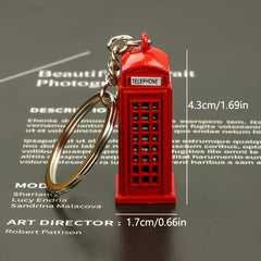 London Double Decker Bus Telephone Booth Keychains