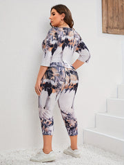 Tie Dye Top & Shorts Set Women's Casual Two Piece Outfits