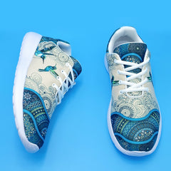 Floral Bird Print Soft Sole Sneakers Breathable Lace Up Shoes