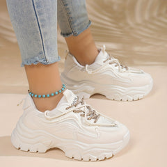 Women's Breathable Mesh Panel Sneakers Thick Bottom Platform Shoes