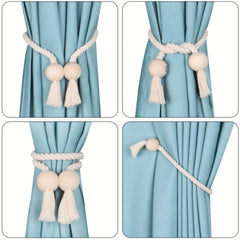 2pcs Magnetic Curtain Tiebacks Hand Woven Holdback