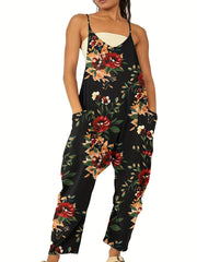 Paisley Print Overall Jumpsuit with Dual Pockets