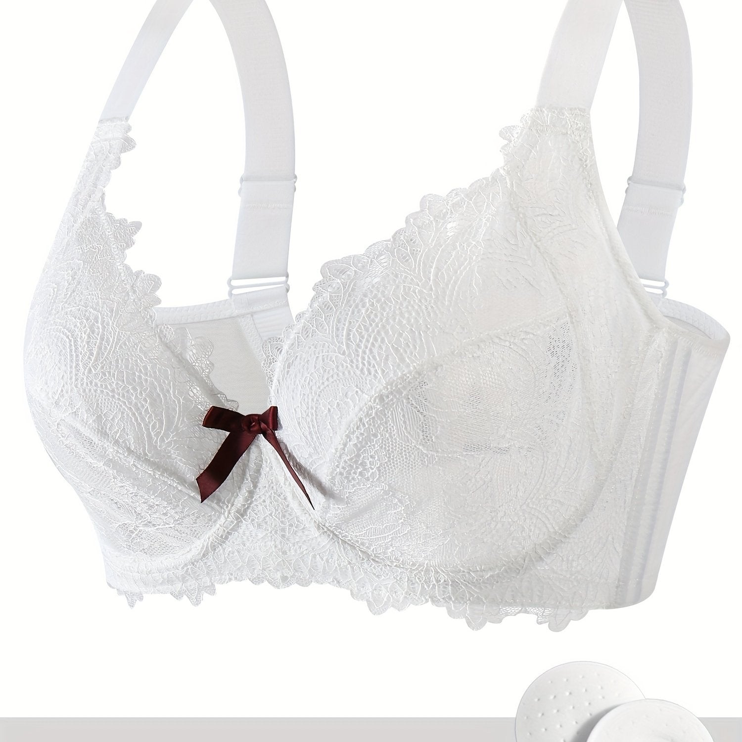 Floral Jacquard Lace Bra Medium Stretch Push Up Bra