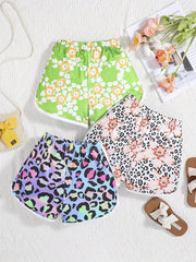 3pcs Toddler Girls Casual Shorts Set Leopard Print Floral Cow Flowers