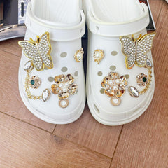 Bling Shoe Charms Set for Clogs & Sandals, Rhinestone & Faux Pearl