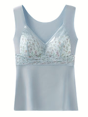 Lace Thermal Underwear Floral Sleeveless Top