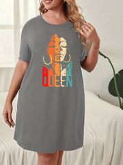 Figure Print Short Sleeve Sleep Dress