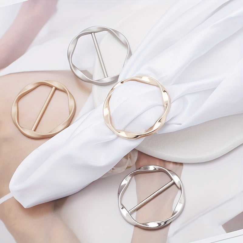 Metal Scarf Ring Clip Shawl Clips for Women Classic Hijab Metal Round Buckle