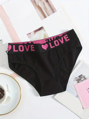 6pcs Letter Print Briefs Low Rise Comfy Intimates Panties Women's Lingerie