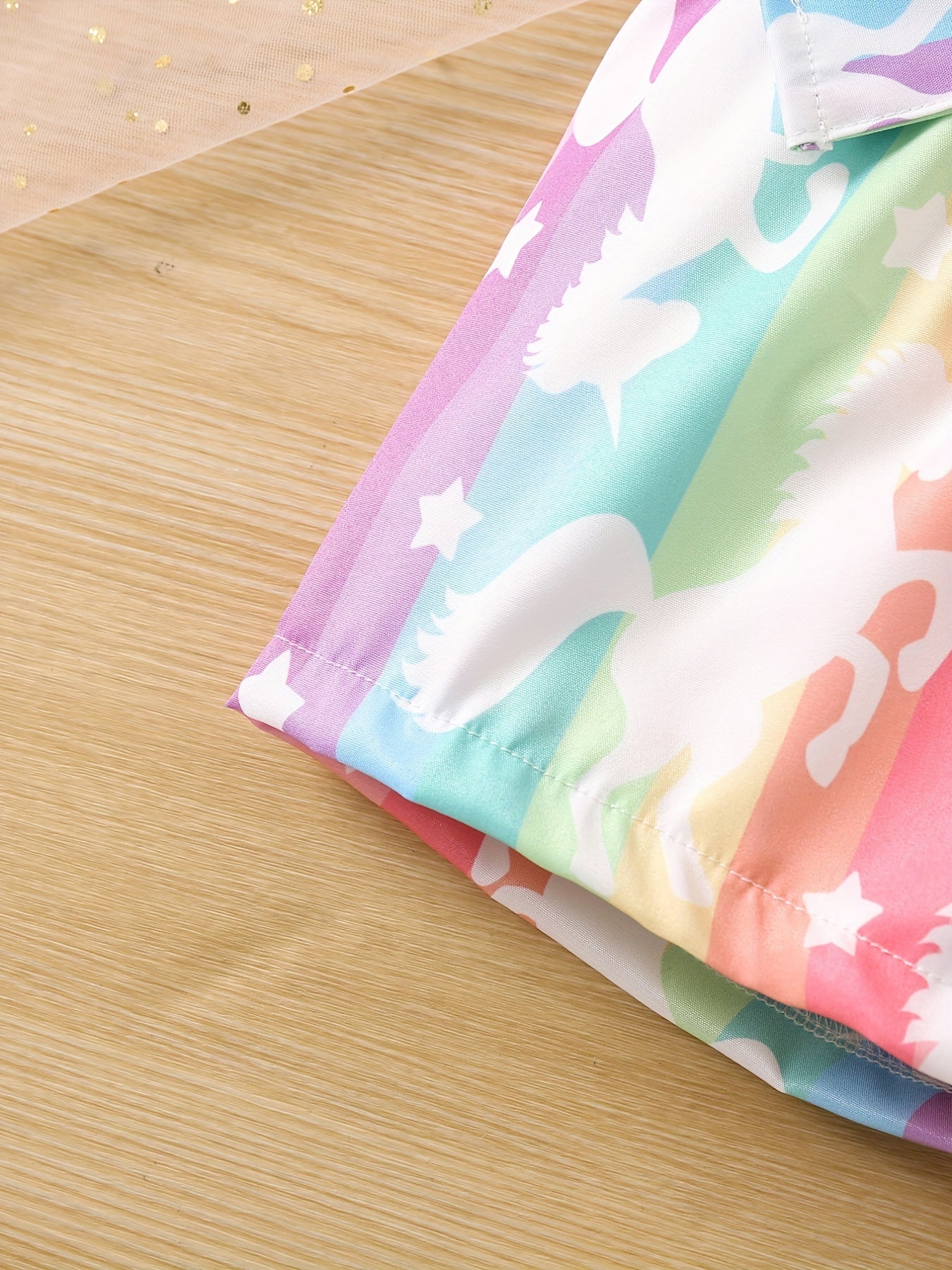 Toddler Girls Rainbow Cartoon Unicorn Graphic Shorts
