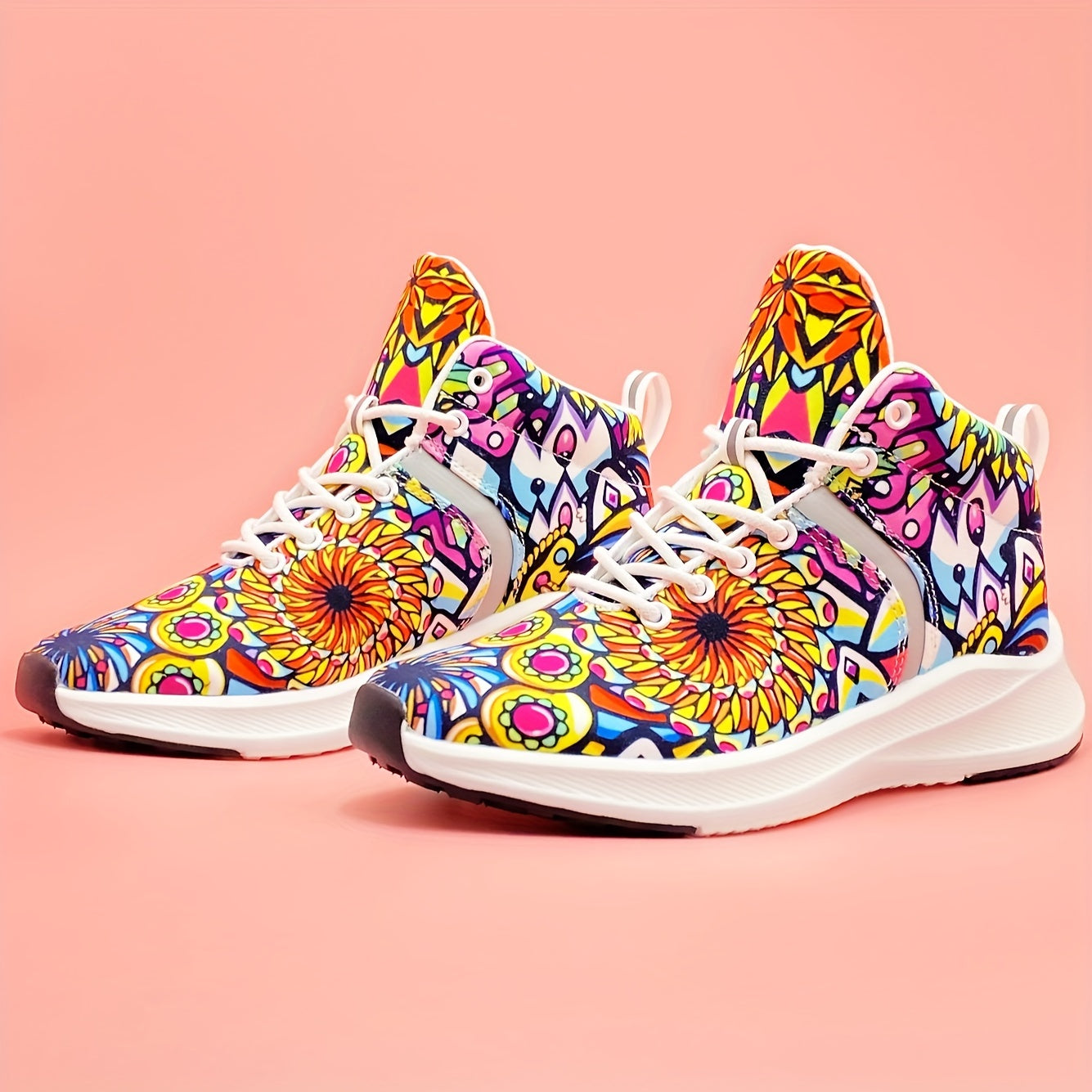 Graffiti Print High Top Running Shoes Lightweight Comfortable Non Slip Sport