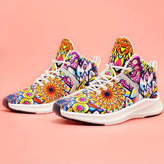 Graffiti Print High Top Running Shoes Lightweight Comfortable Non Slip Sport