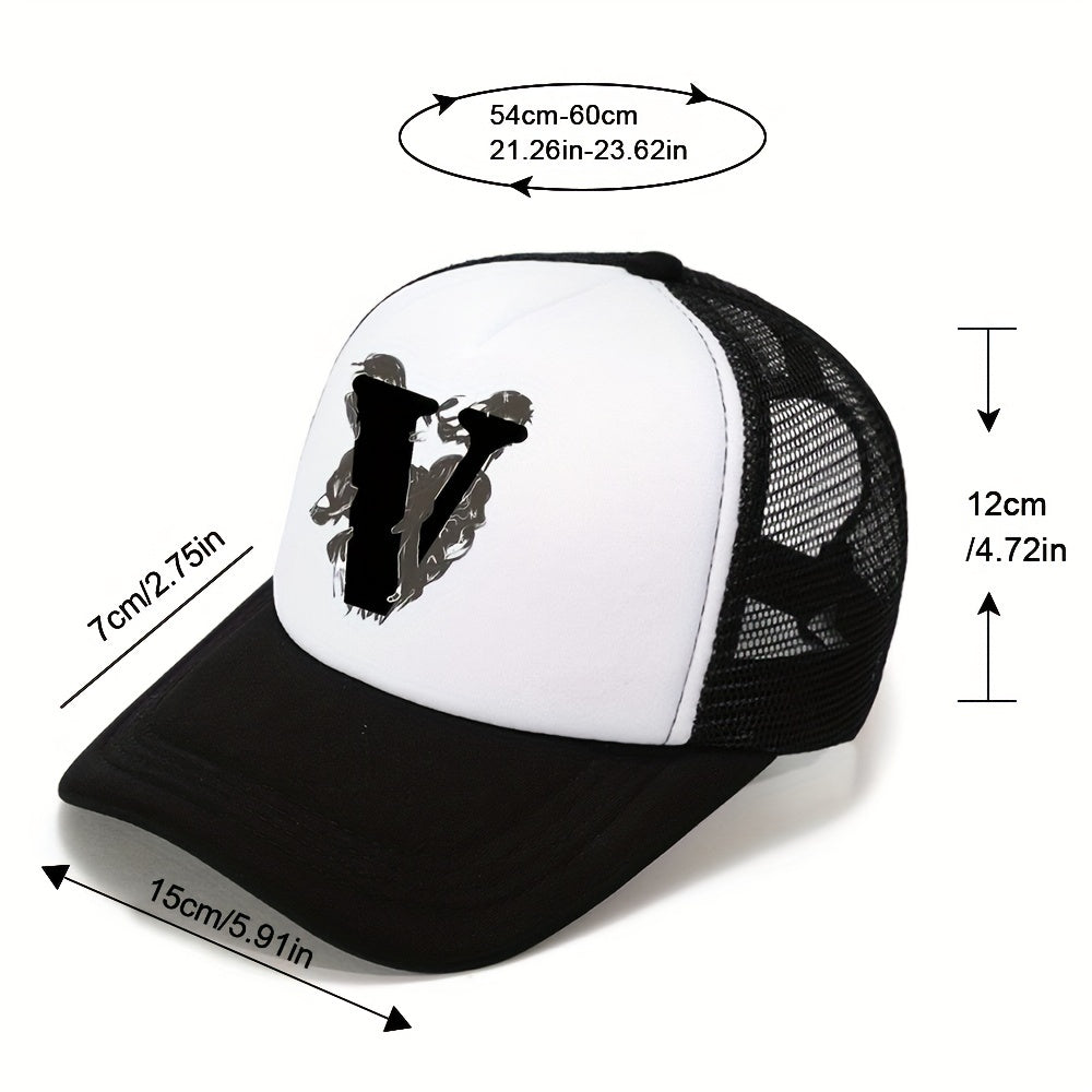 Unisex Sunshade Breathable Baseball Cap with V Embroidery