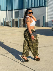 Y2K Camo Print Cami Cargo Jumpsuit Sleeveless Backless Summer Pockets