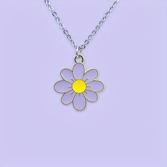 Girls Cartoon Flower Pendant Metal Necklace Stainless Steel Holiday Gift