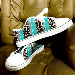Leopard Print Canvas Shoes Lace Up Low Top Sneakers
