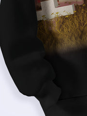 Sunset Cemetery Pattern Long Sleeve Crew Neck Sweatshirt
