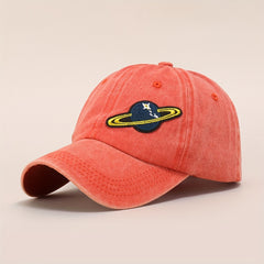 Planet Embroidery Baseball Cap Vintage Washed Distressed Dad Hat Unisex