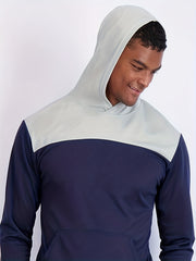 Men's Block Hoodie With Pocket Casual Active Slightly Stretch Hooded Sweatshirt