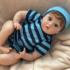 Realistic Open Eyes Reborn Doll Soft Body Rooted Hair 3D Painted Skin