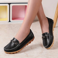 Women's Metal Decor Flat Loafers Slip On Shoes
