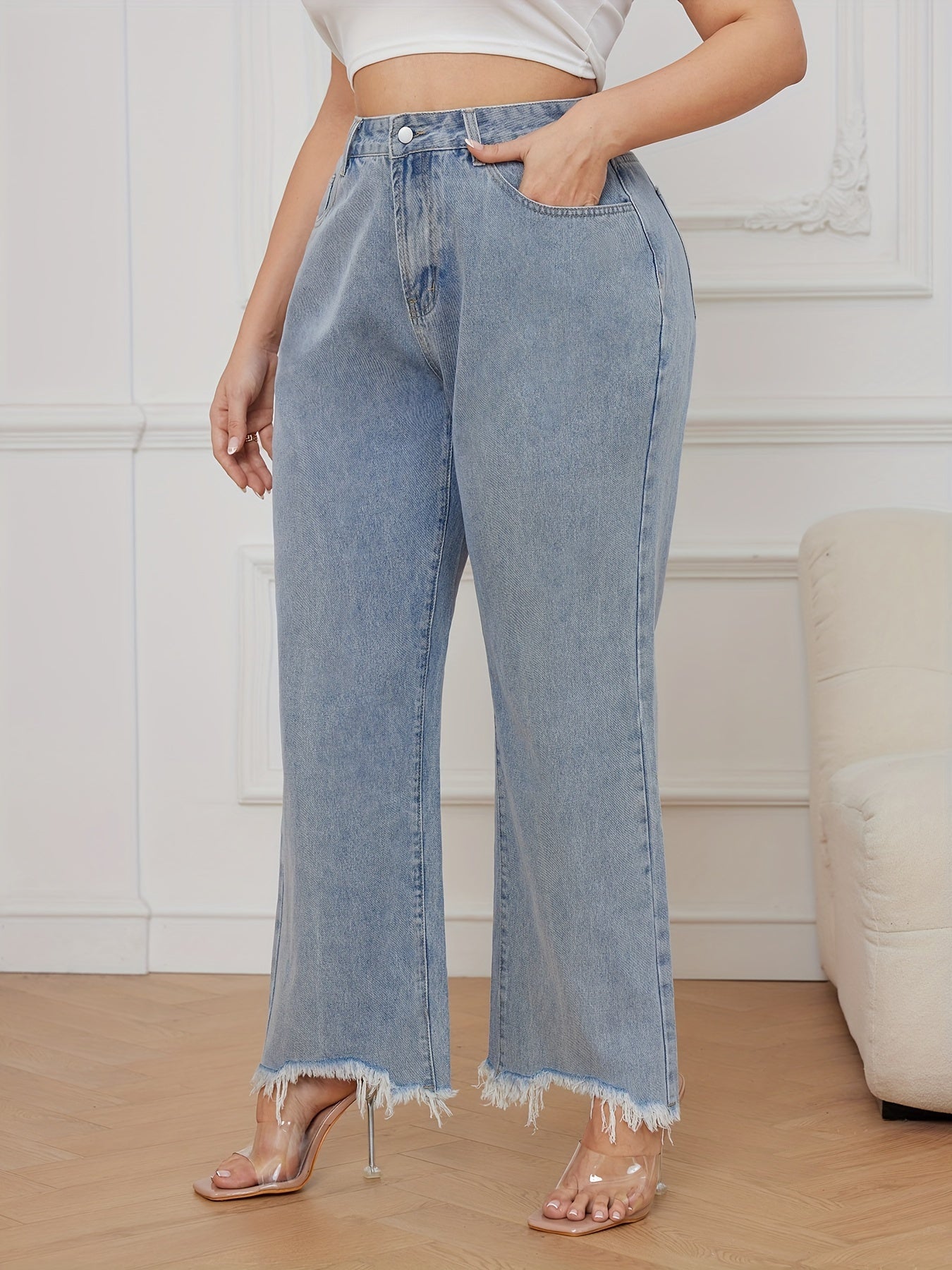 High Rise Loose Fit Straight Leg Jeans