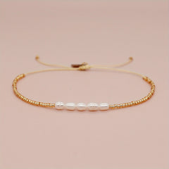 Golden Freshwater Pearl Beaded Bracelet for Girls Kids