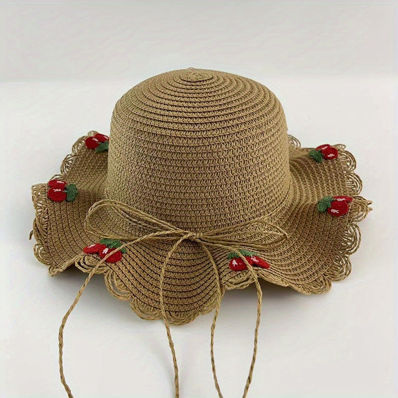 Kids' Summer Cherry Straw Hat Outing Sun Hat