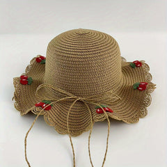Kids' Summer Cherry Straw Hat Outing Sun Hat
