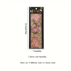 3pcs Retro Floral Sticker Pack - Laser Hot Stamping, Journal Decoration
