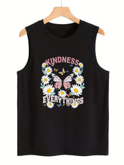 Butterfly & Floral Pattern Sports Vest Sleeveless Top