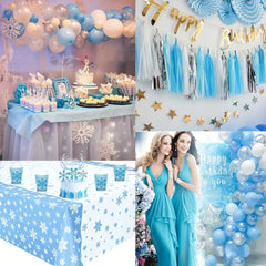 Snowflake Birthday Balloon Set with Banner & Tablecloth