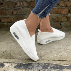 Women's Air Cushion Slip On Shoes Breathable Knit Low Top Casual Walking Shoes