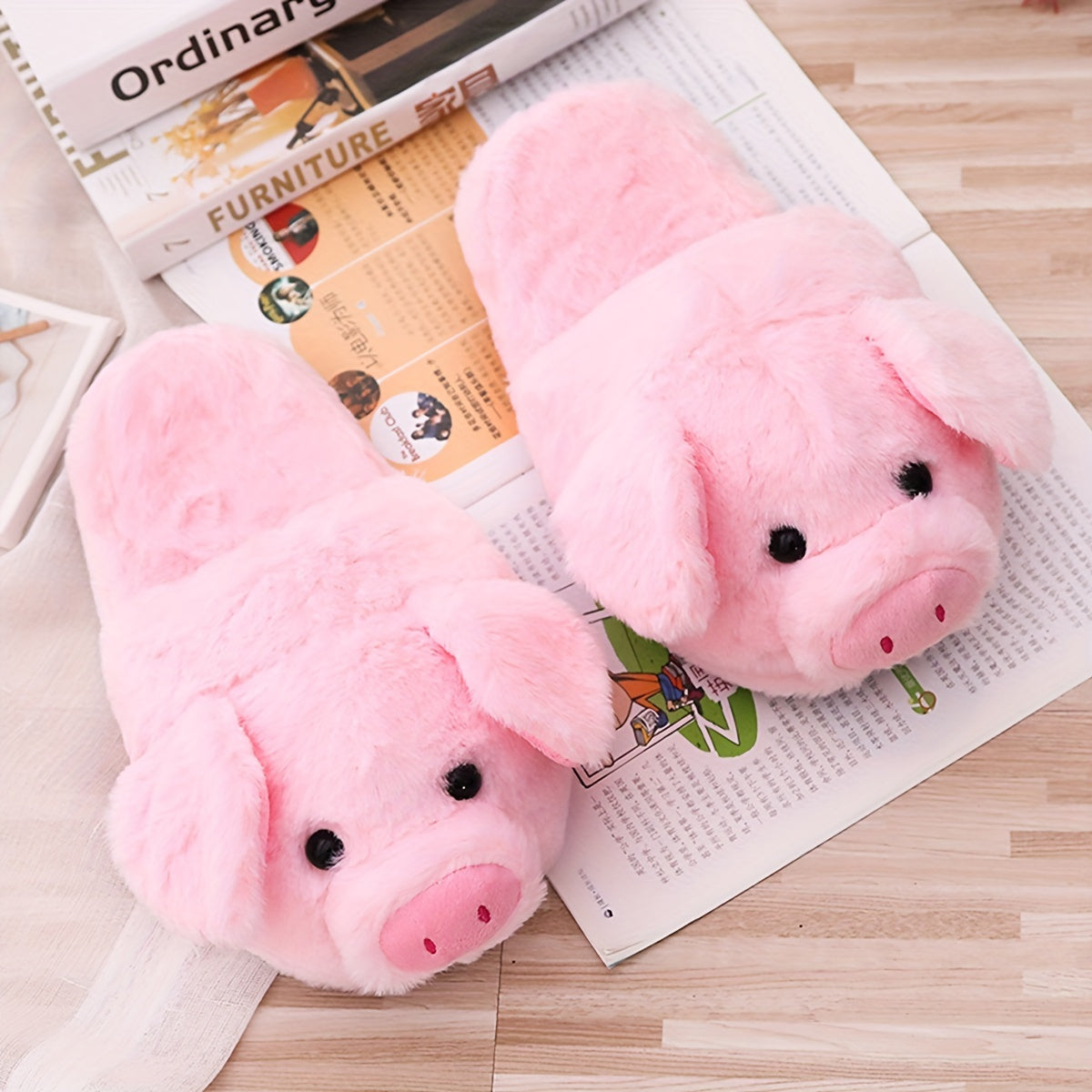 Women's Fluffy Novelty Slippers Plush Indoor Shoes Bedroom Mute Slippers