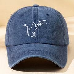 Cartoon Cat Printed Washed Baseball Cap Sun Protection Hat