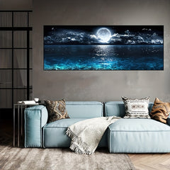Canvas Poster Modern Abstract Ocean Night Moon Landscape Painting Bedroom Decor