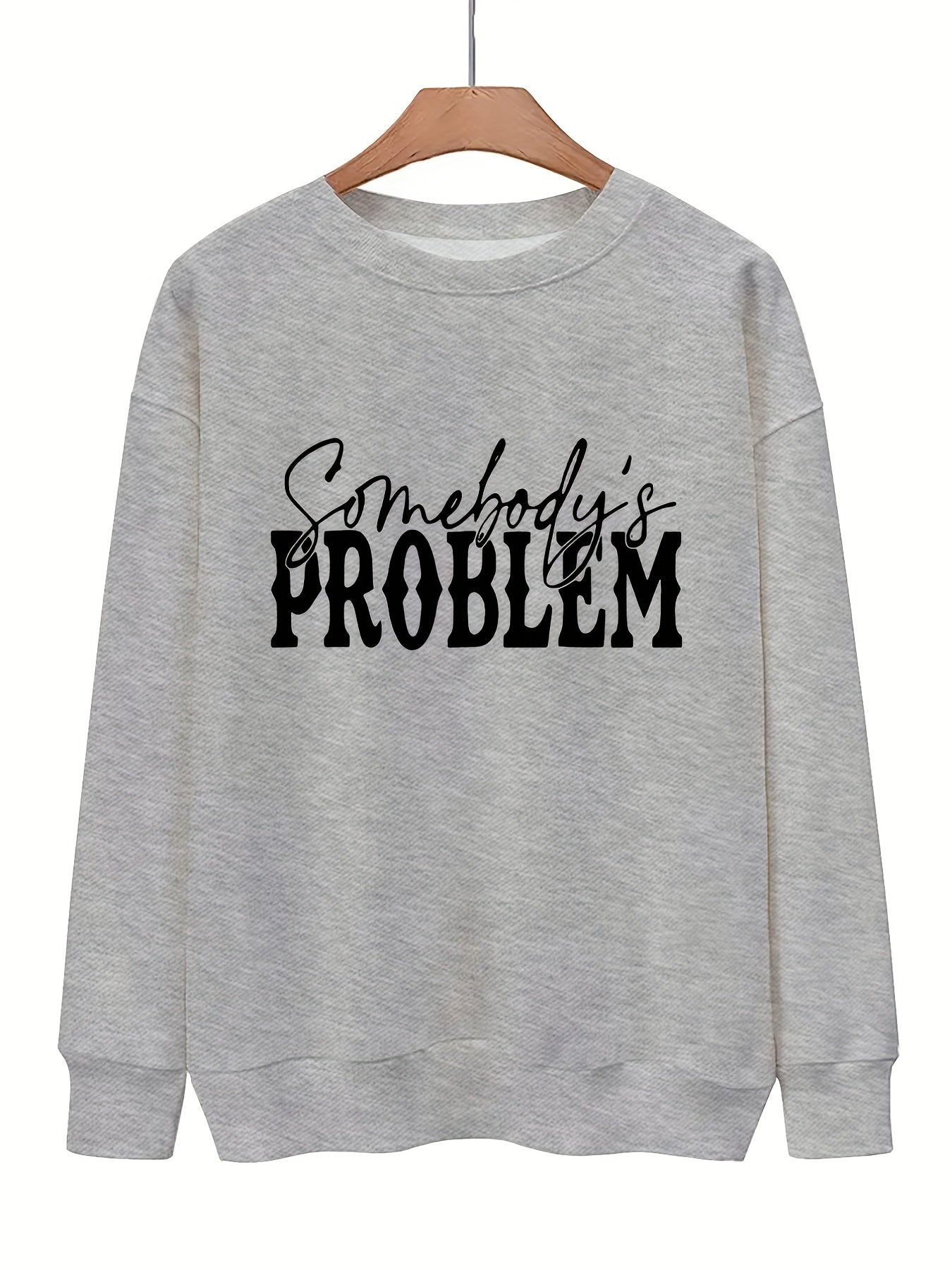 Letter Print Pullover Sweatshirt Crew Neck for Fall & Winter