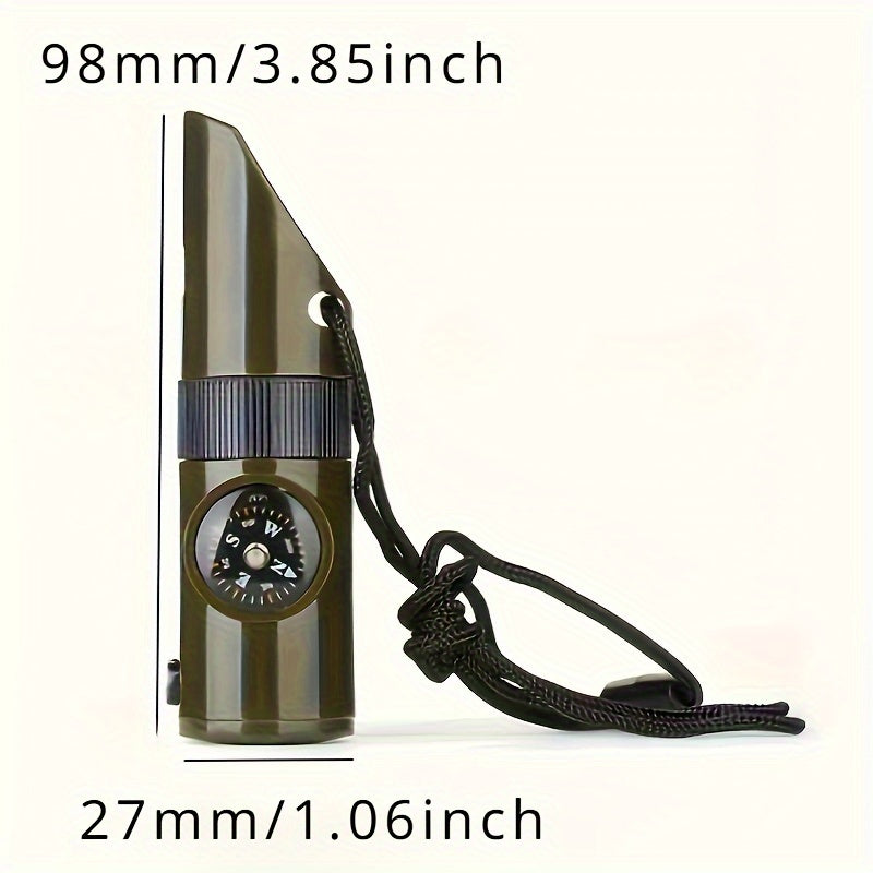 Outdoor 7 in 1 Survival Whistle SOS Emergency Rescue With Compass Thermometer