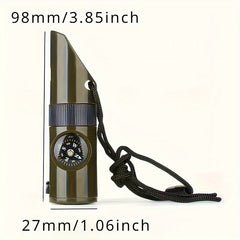 Outdoor 7 in 1 Survival Whistle SOS Emergency Rescue With Compass Thermometer