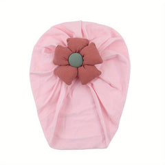 Kids Stretch Checkered Flower Bag Head Hat