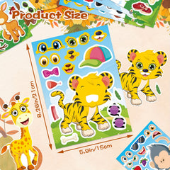 Mixed Cartoon Face Stickers Rectangle Shape for Kids Birthday Party Favors